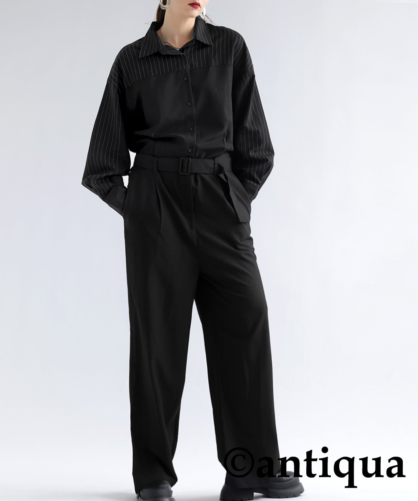 Stripe Switching Jumpsuit Ladies