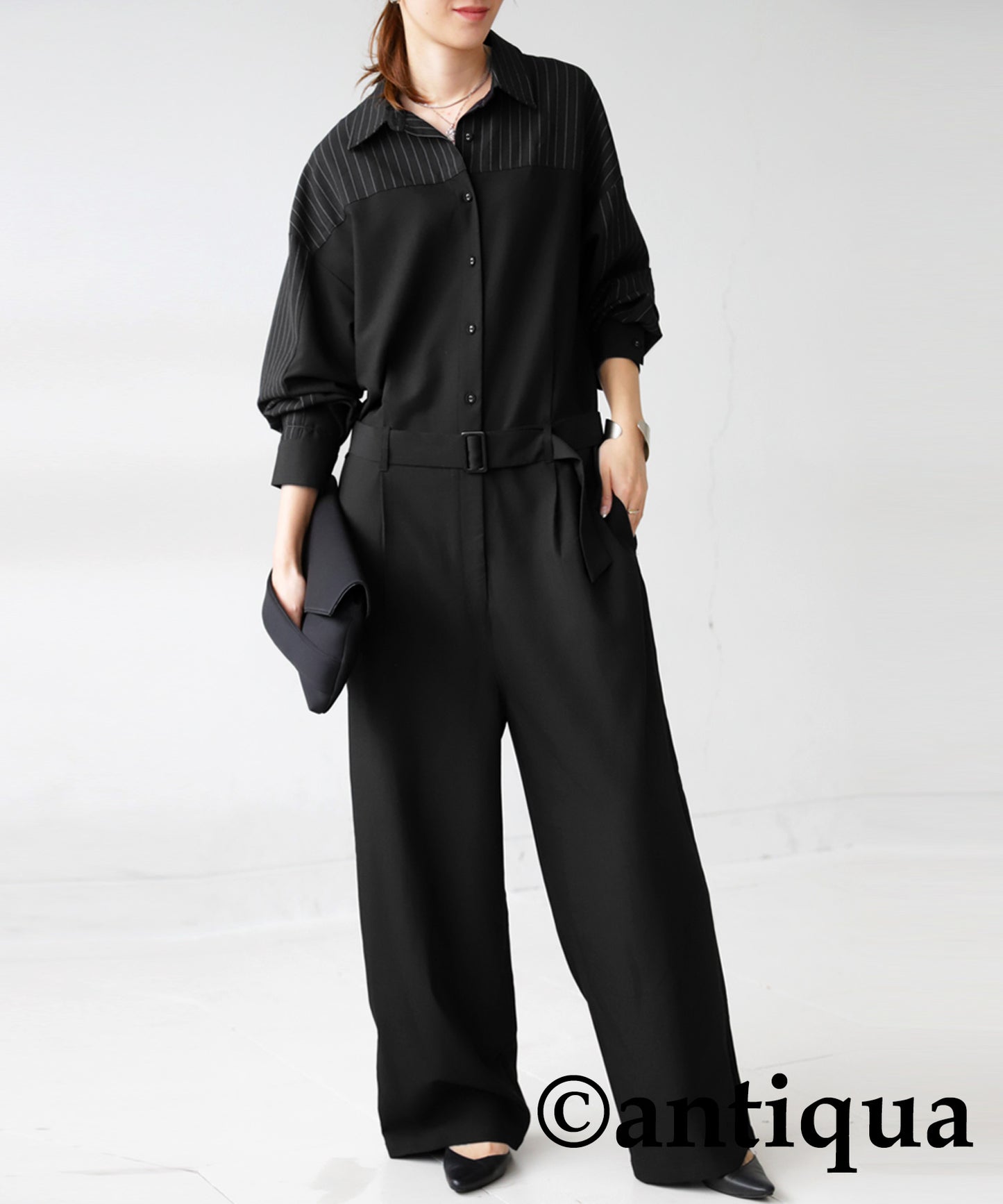 Stripe Switching Jumpsuit Ladies