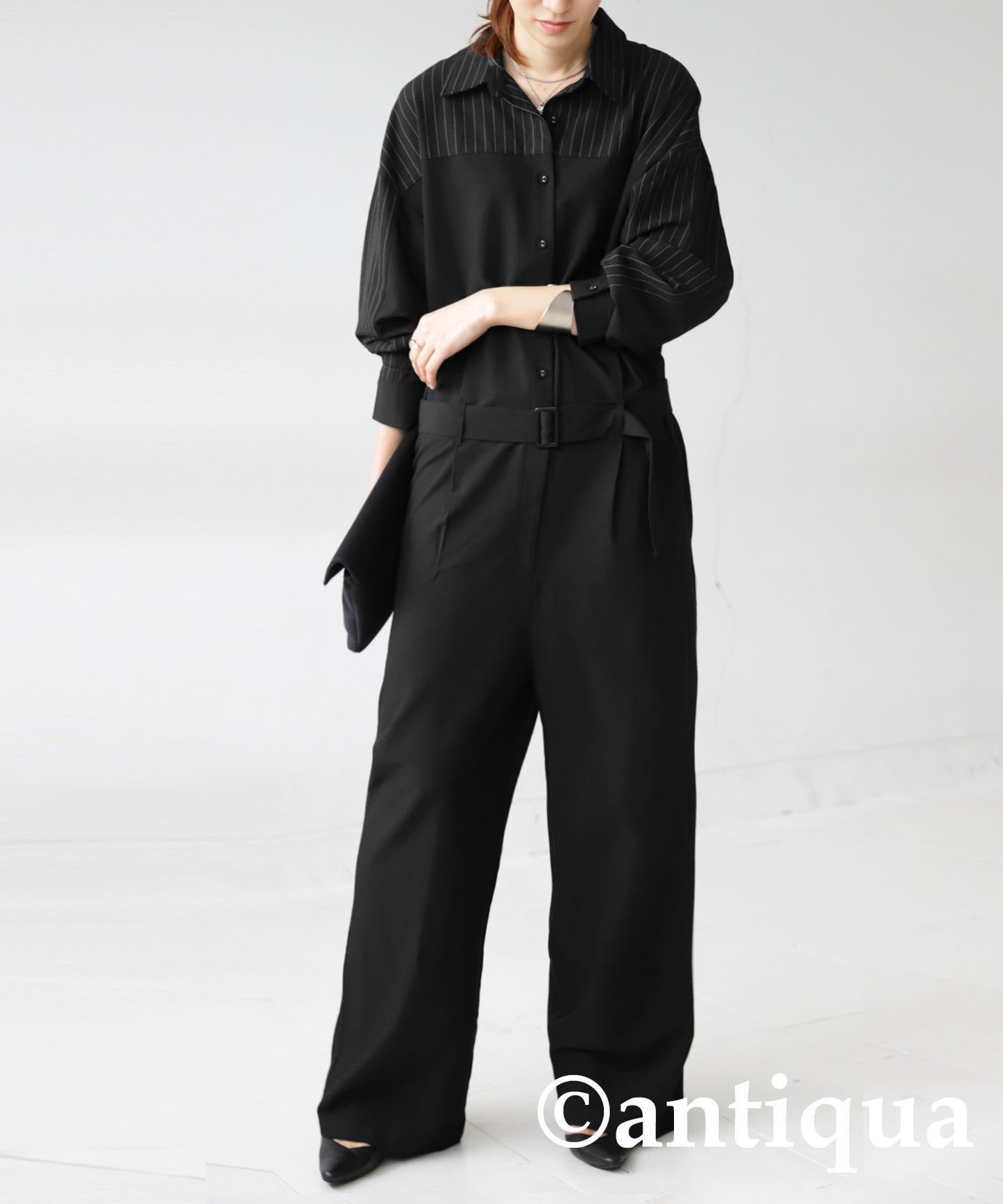 Stripe Switching Jumpsuit Ladies