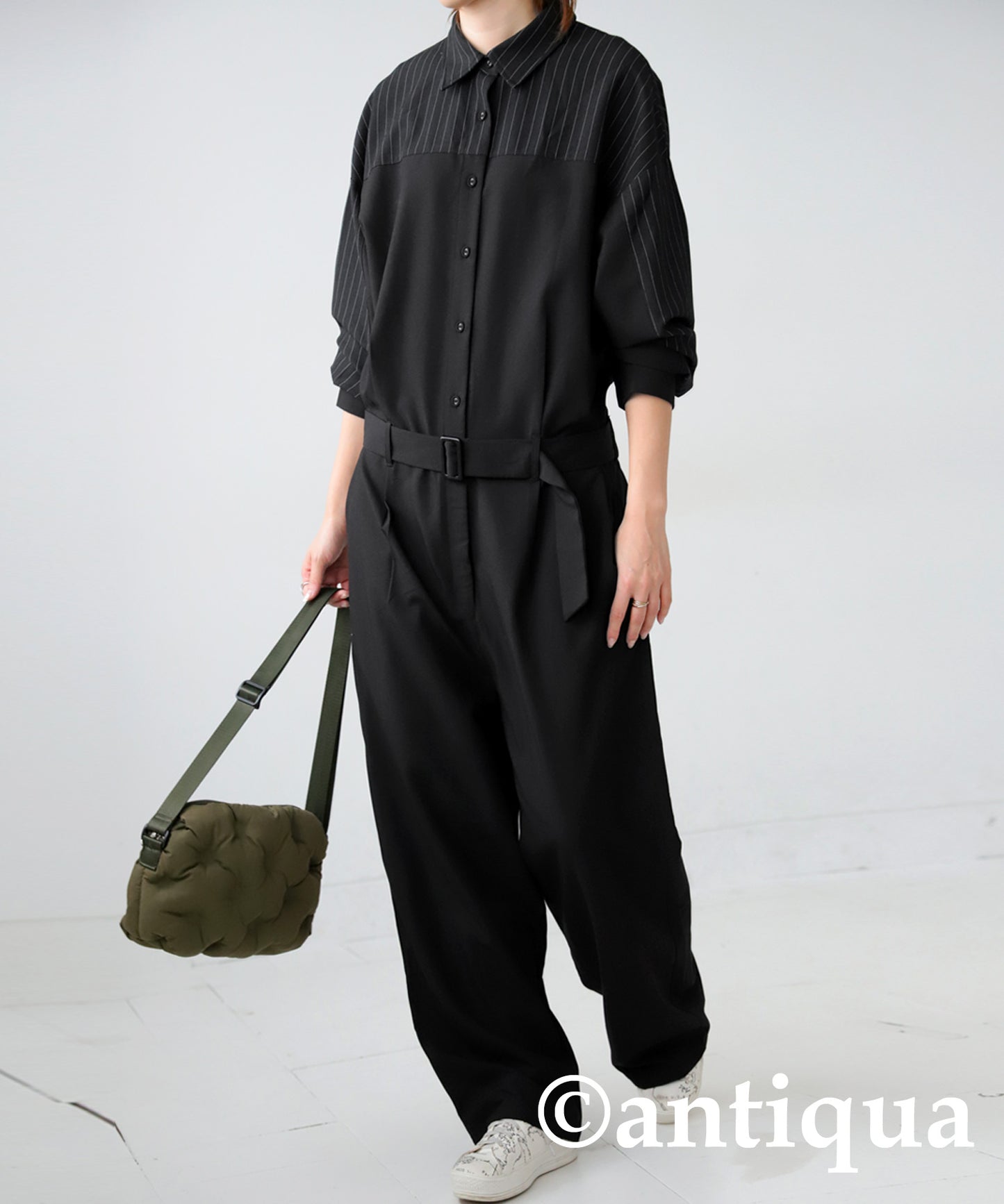 Stripe Switching Jumpsuit Ladies