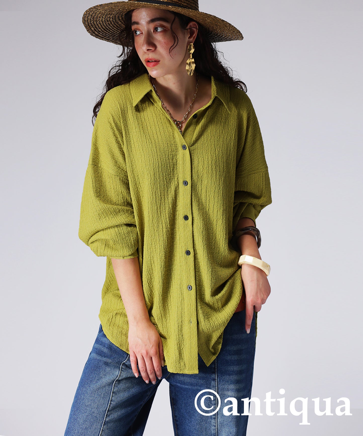 Wrinkle fabric shirt Ladies