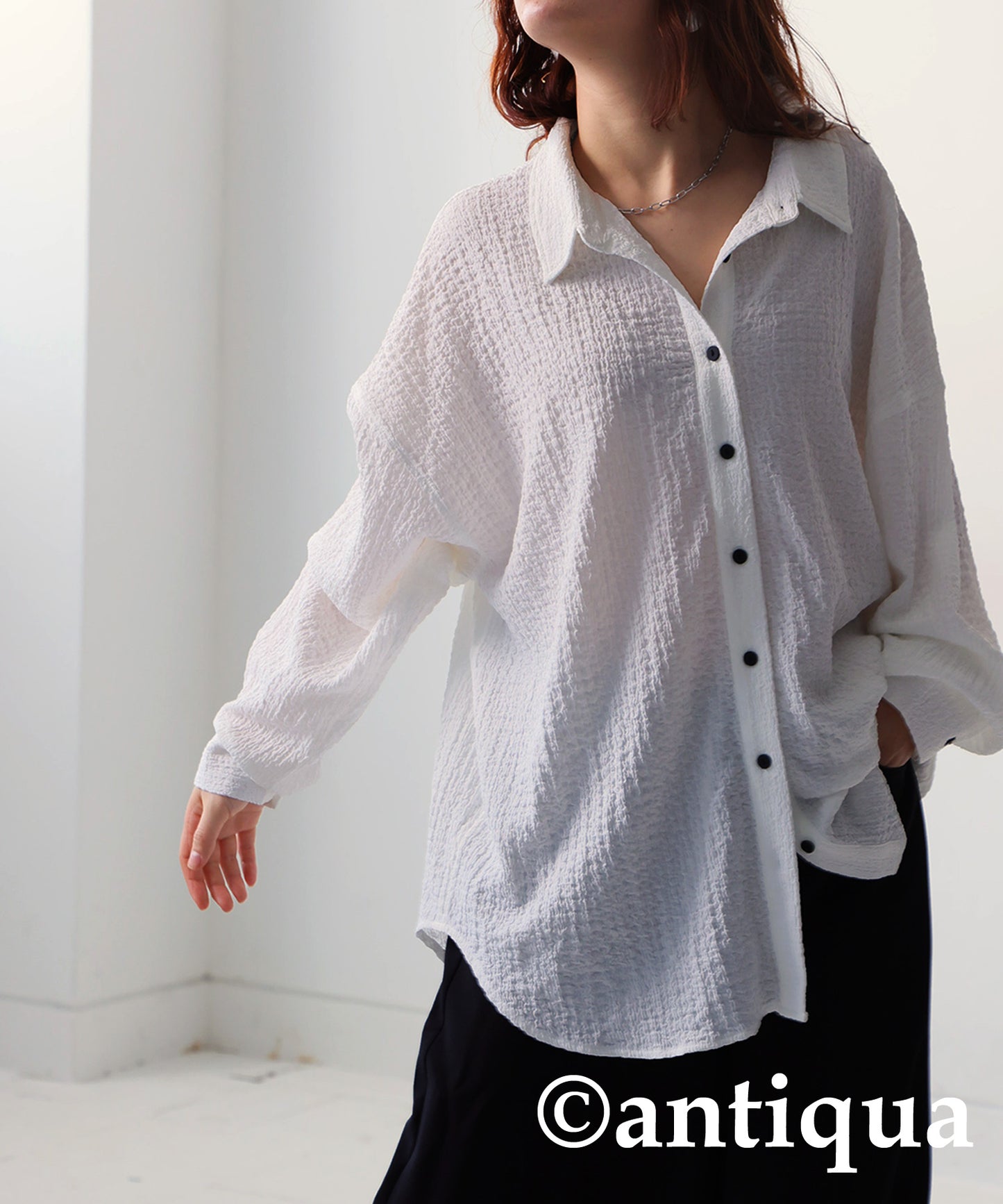 Wrinkle fabric shirt Ladies