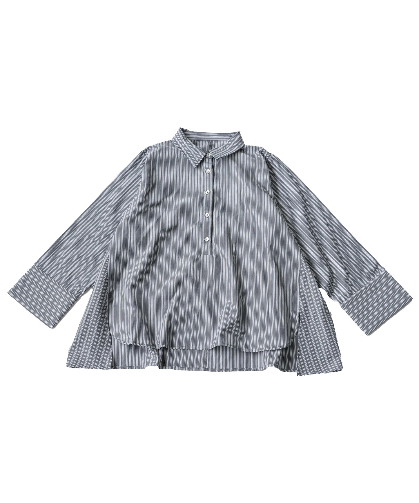 Smooth Fabric Striped Shirt Ladies