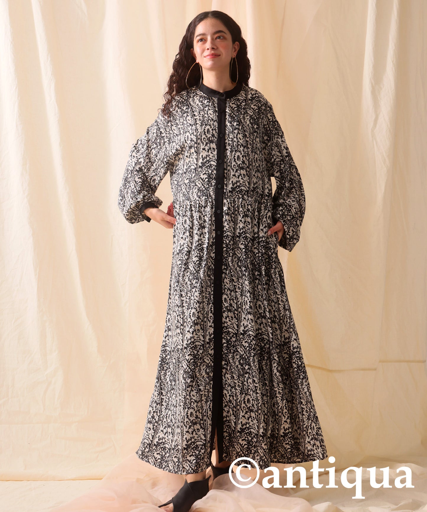 Sarasa pattern Tiered dress Ladies