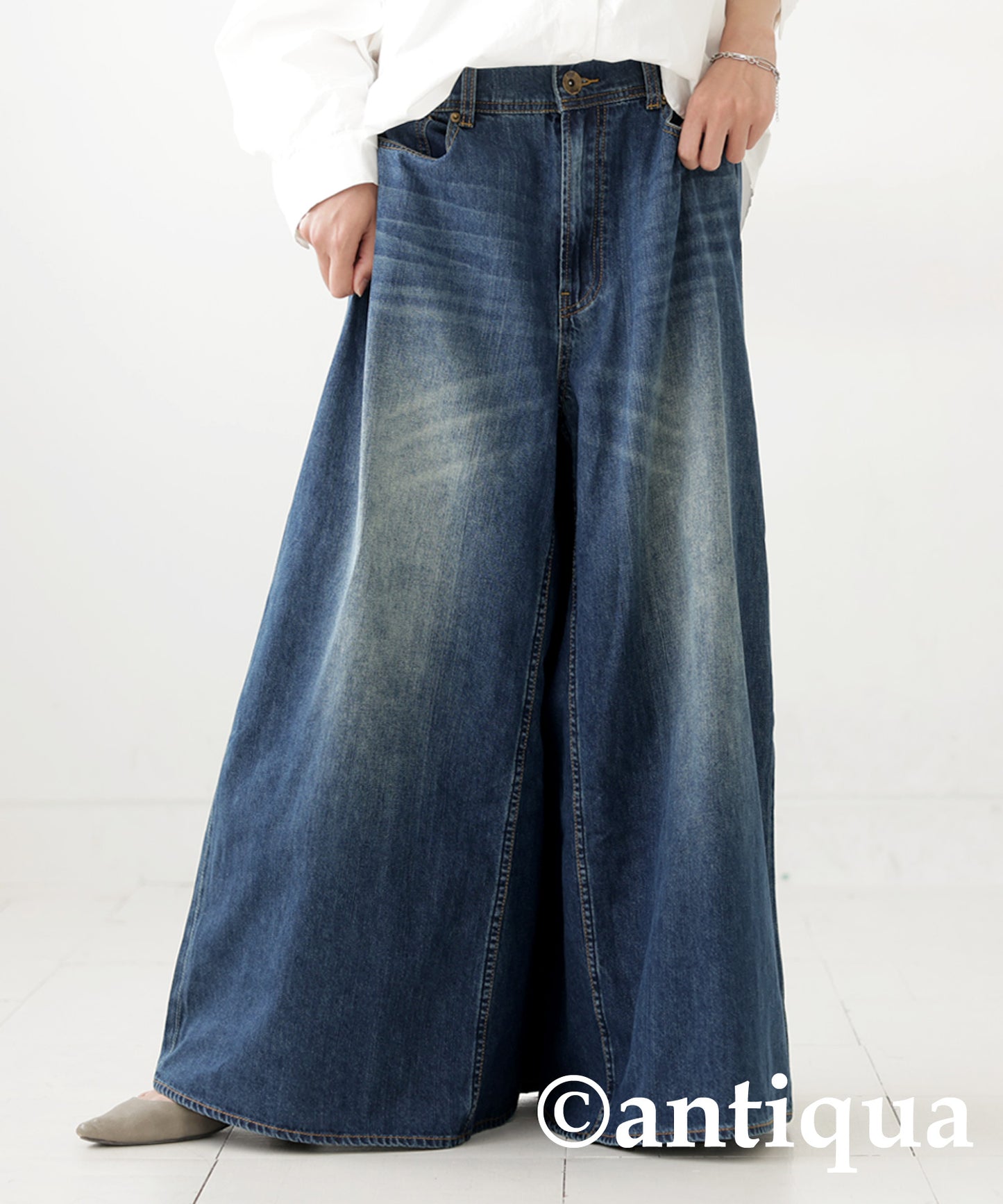 Wide Denim Pants Ladies