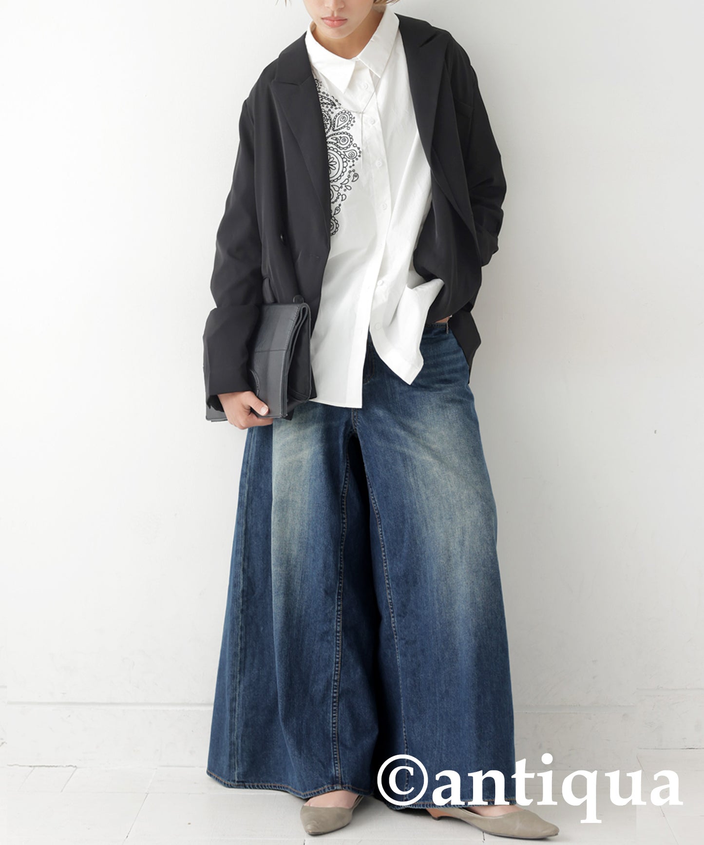 Wide Denim Pants Ladies