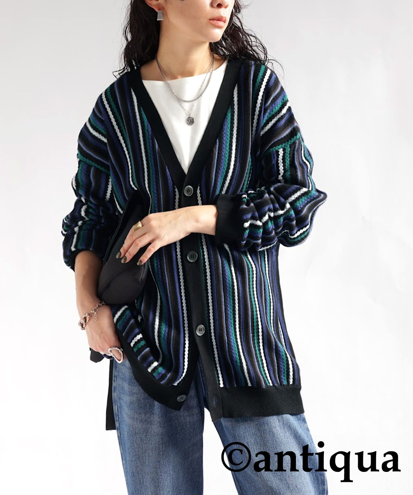 Stripe Knit Cardigan Ladies