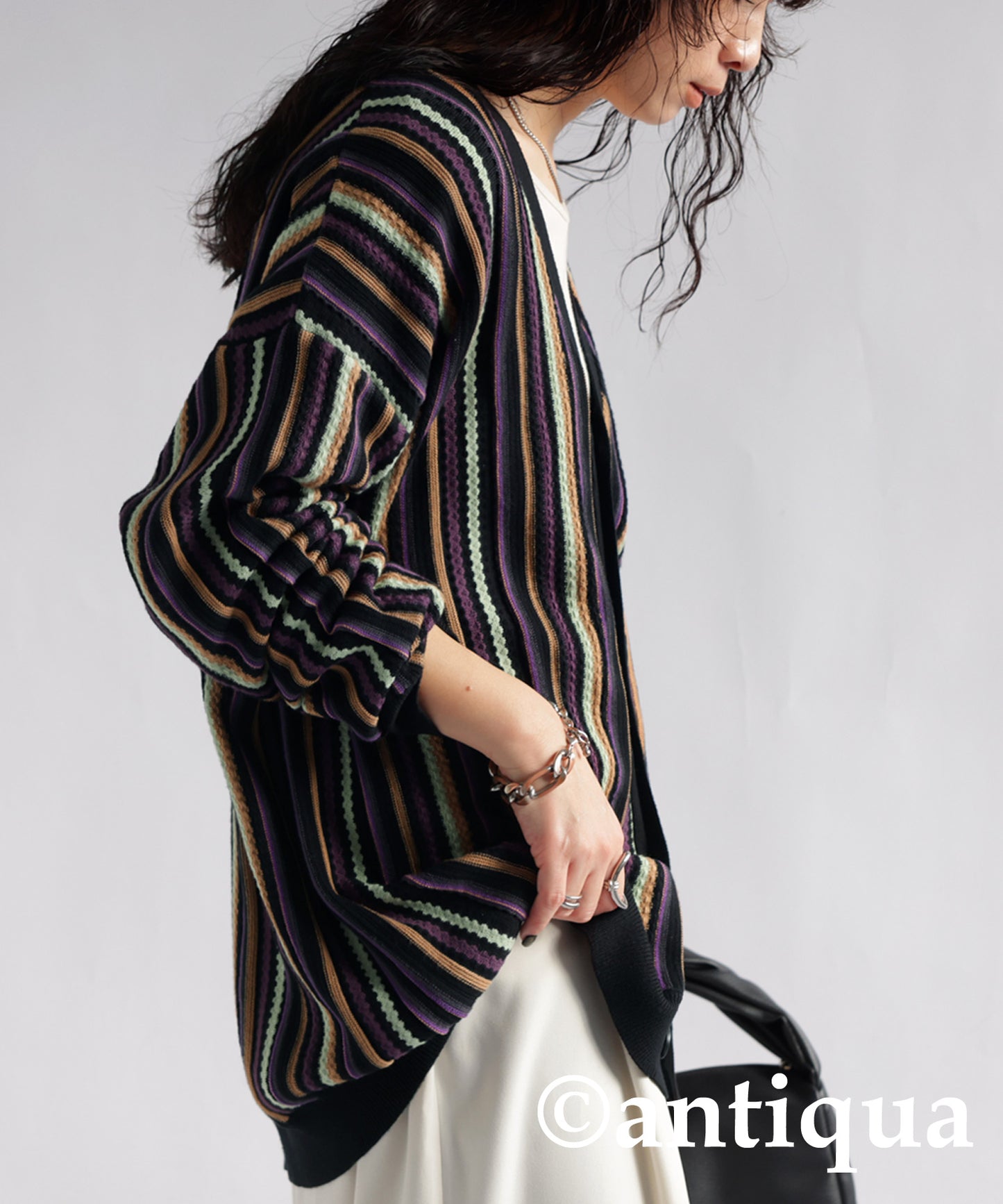 Stripe Knit Cardigan Ladies