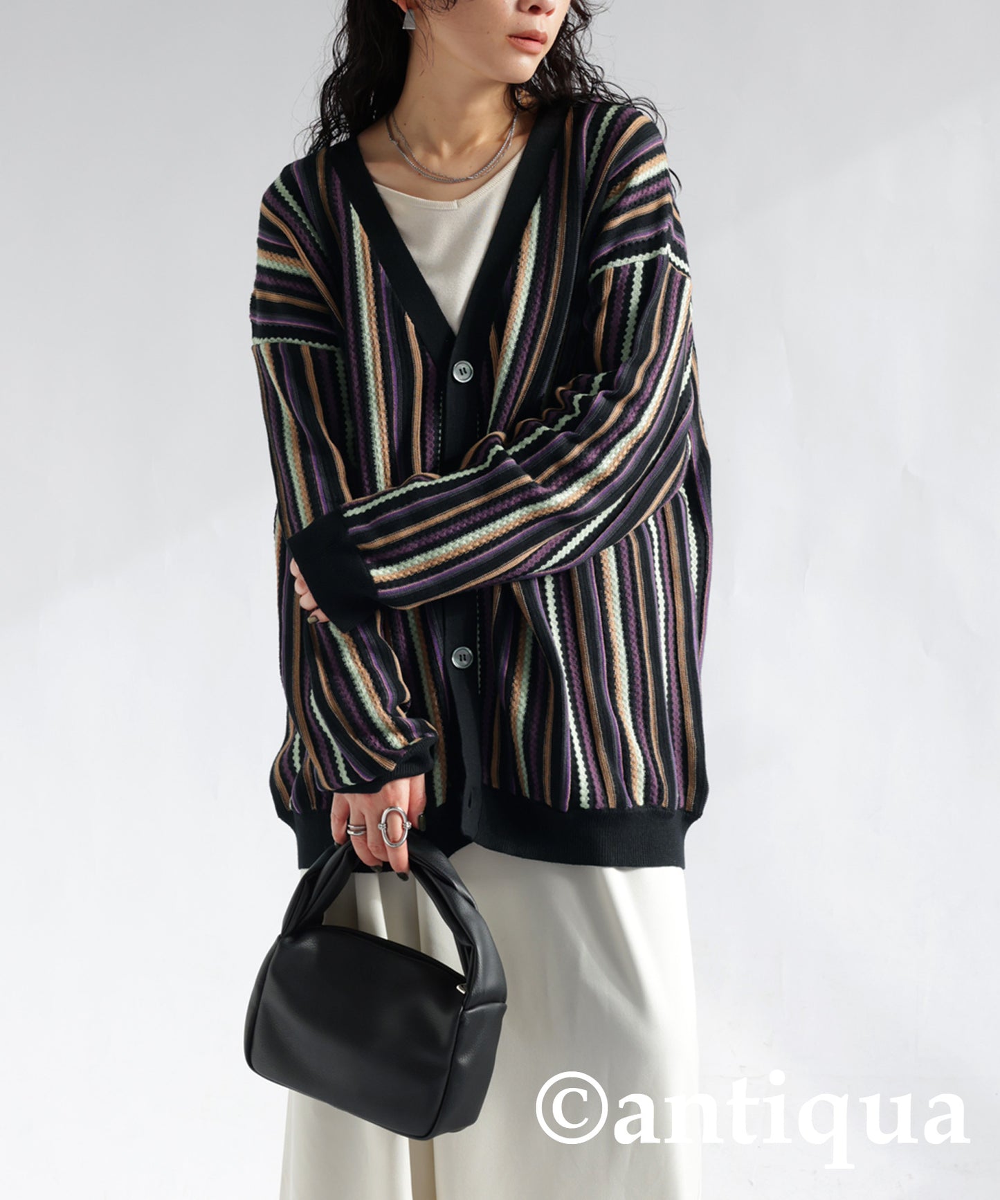 Stripe Knit Cardigan Ladies