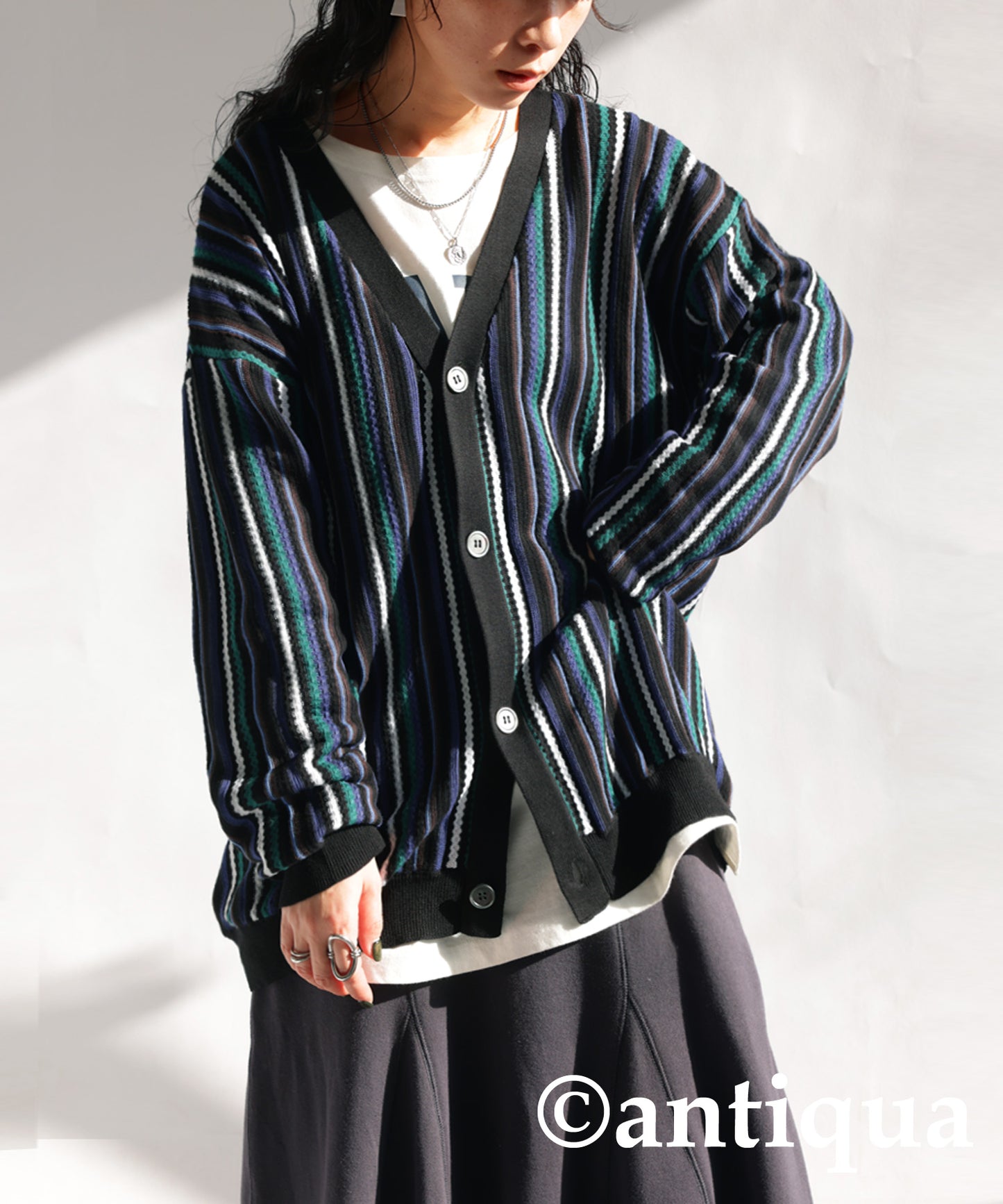 Stripe Knit Cardigan Ladies