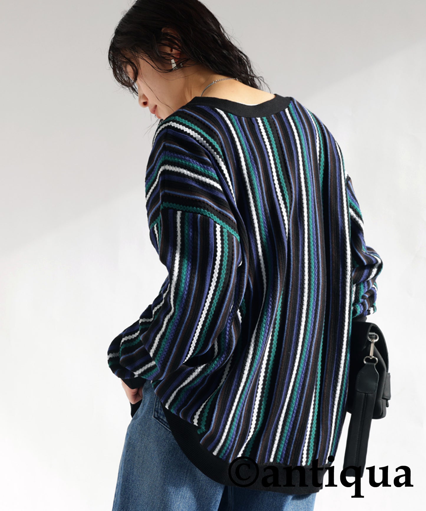 Stripe Knit Cardigan Ladies