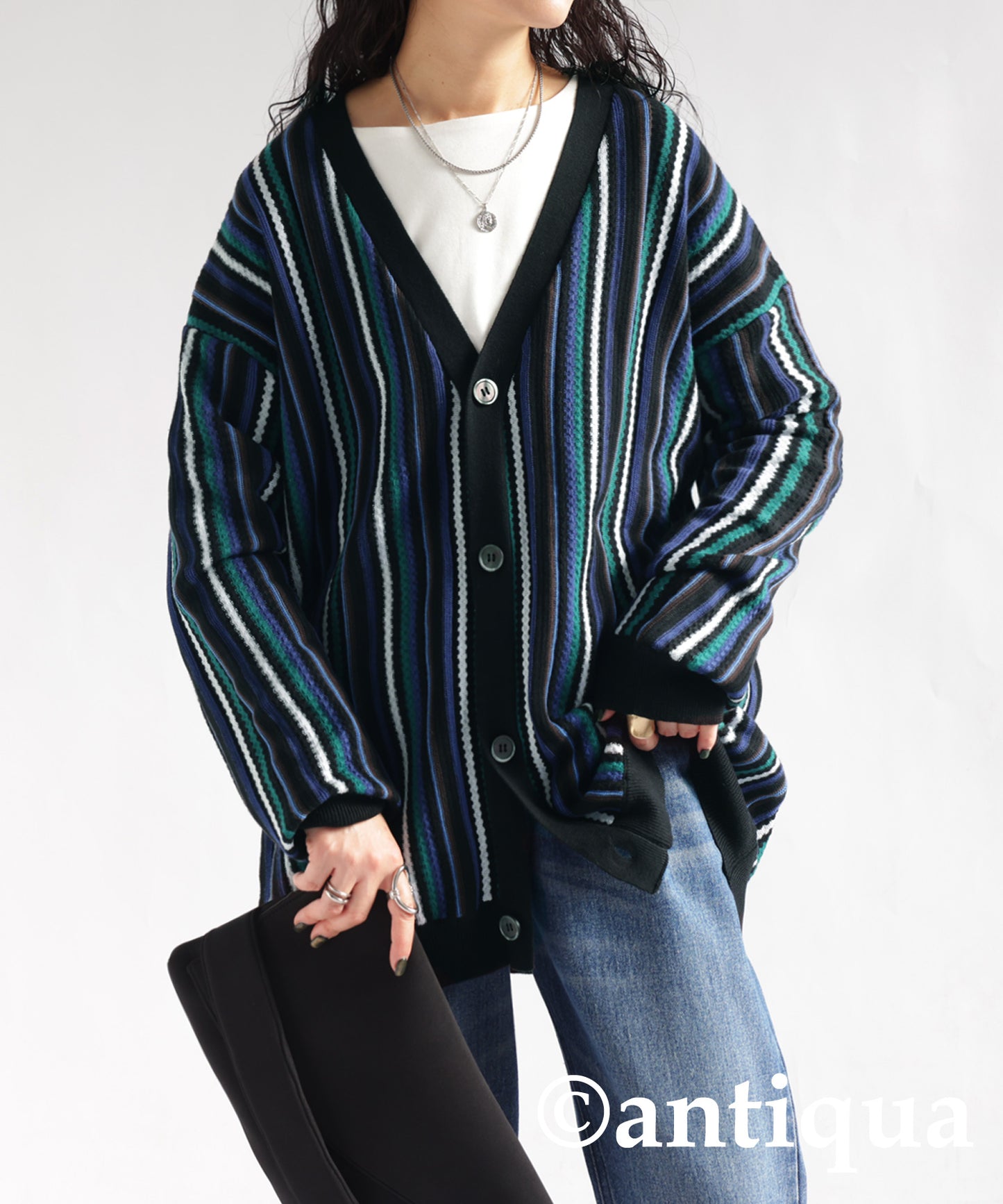 Stripe Knit Cardigan Ladies