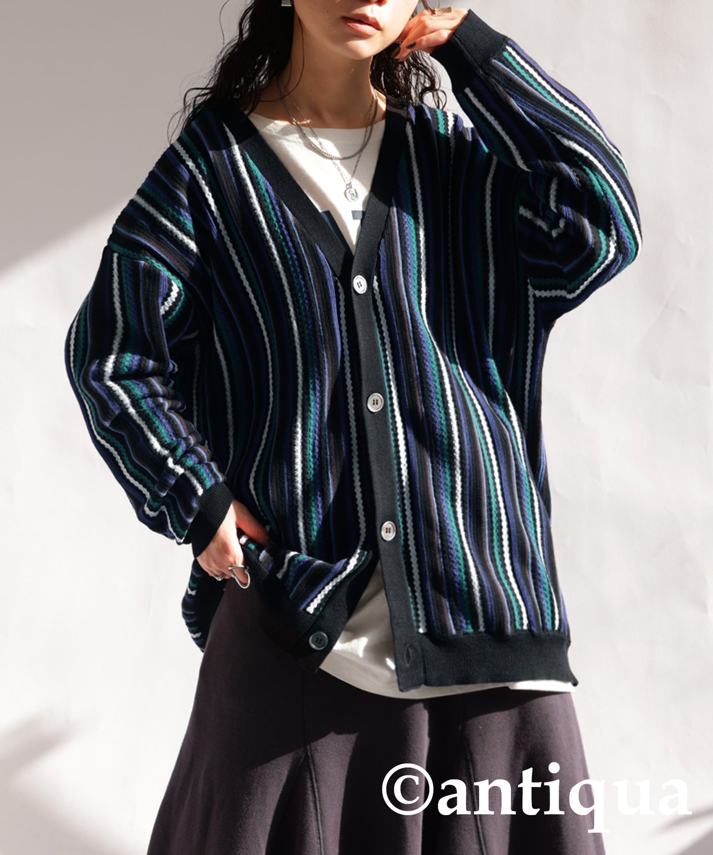 Stripe Knit Cardigan Ladies