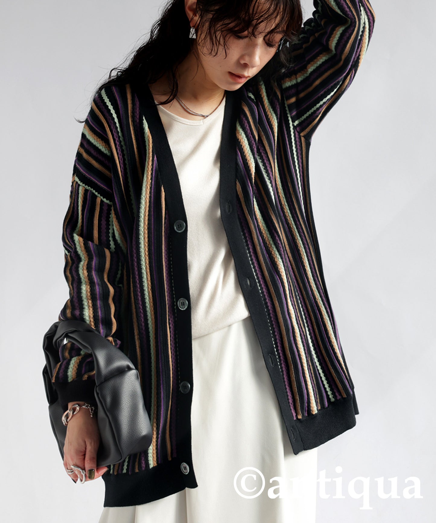 Stripe Knit Cardigan Ladies