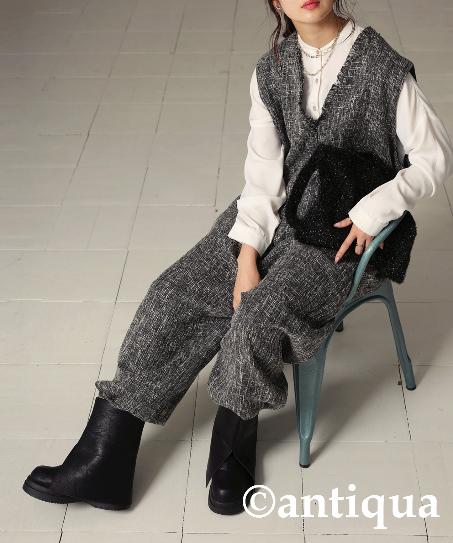 Tweed Like Jumpsuit Ladies