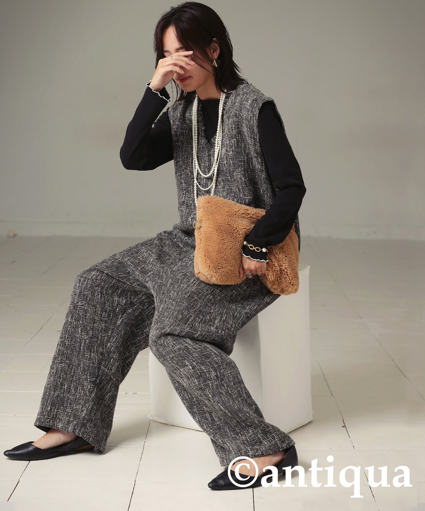 Tweed Like Jumpsuit Ladies