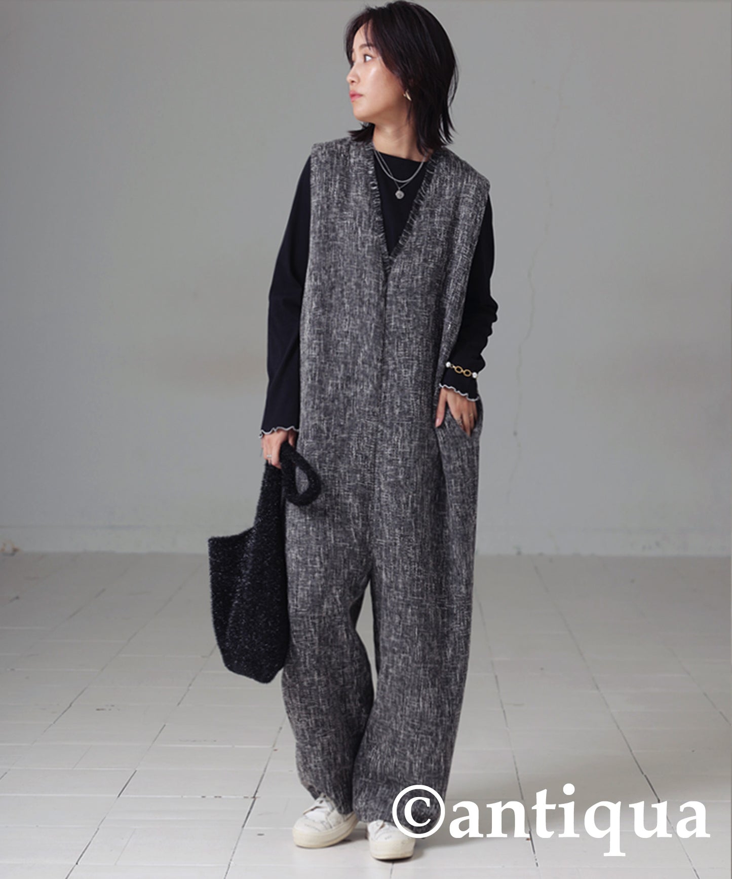 Tweed Like Jumpsuit Ladies