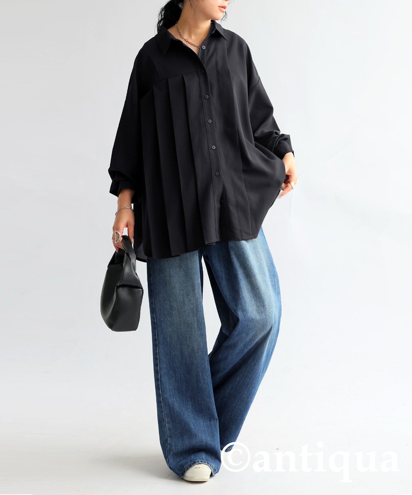 Asymmetric Pleated Shirt Ladies