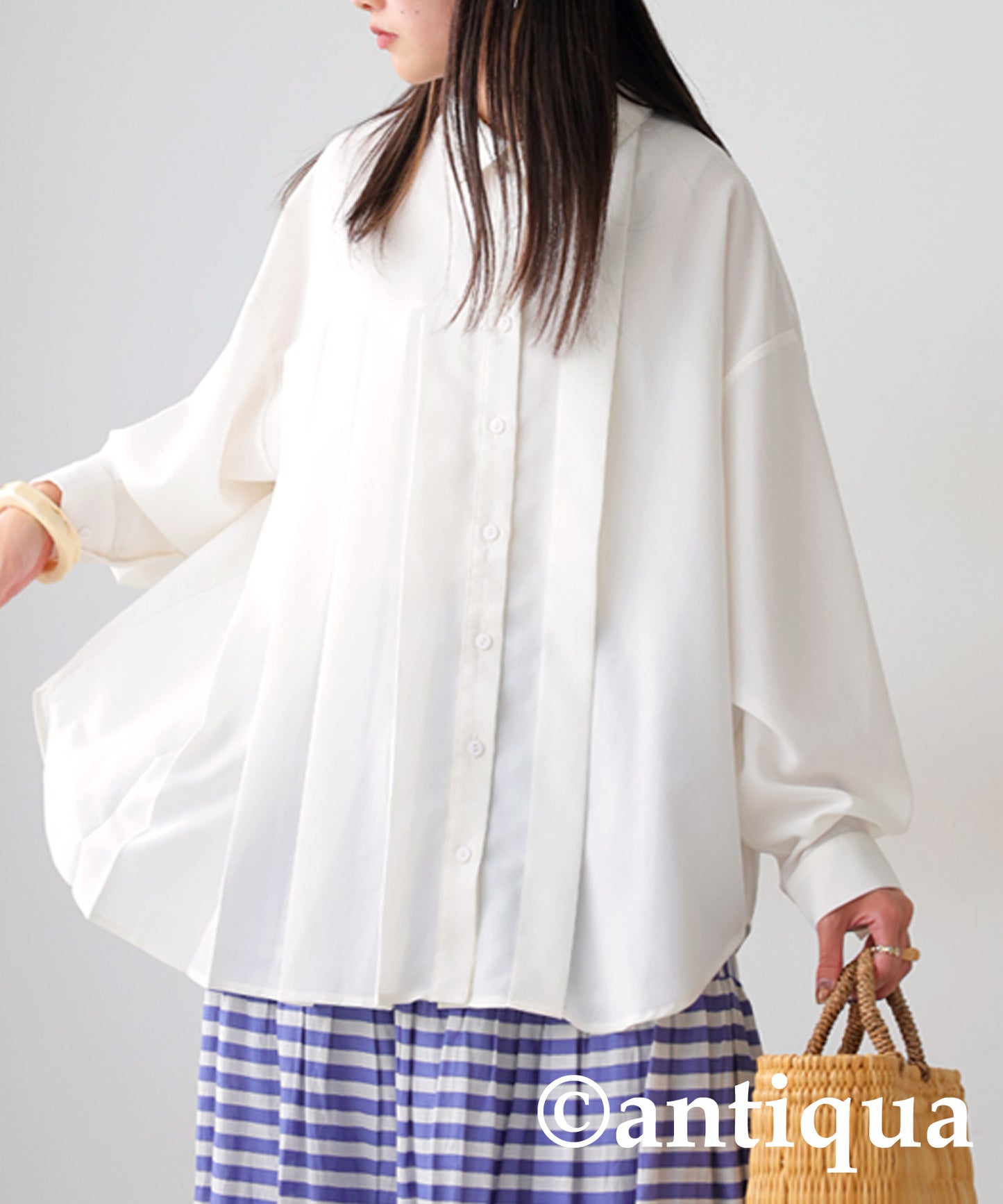 Asymmetric Pleated Shirt Ladies