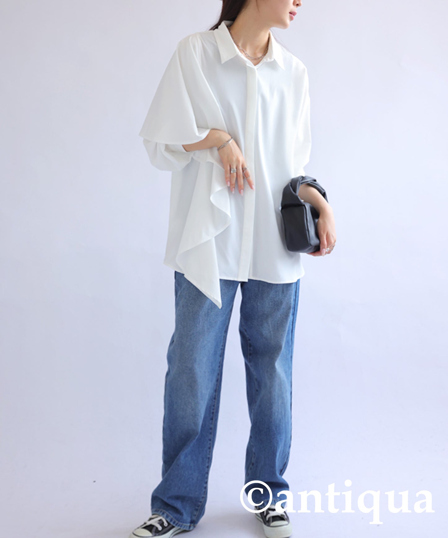 Asymmetric Frill Blouse Ladies