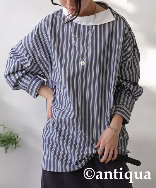 Asymmetrical Striped Shirt Ladies