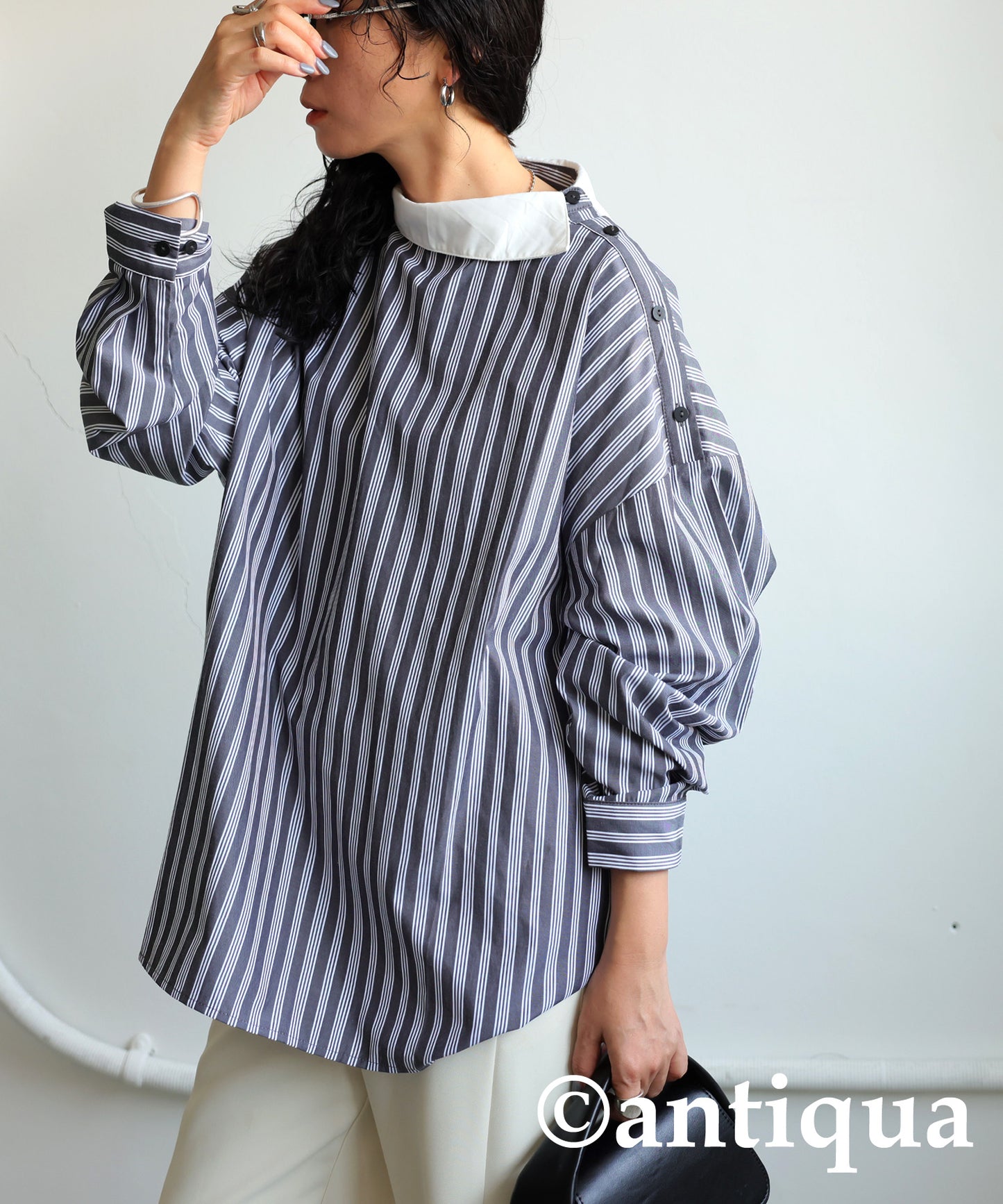 Asymmetrical Striped Shirt Ladies