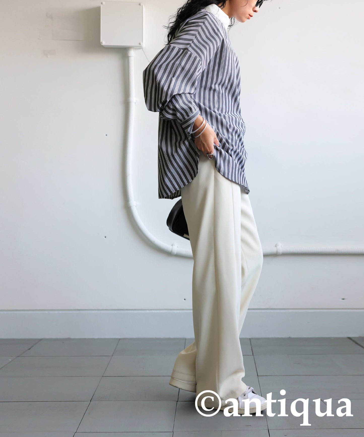 Asymmetrical Striped Shirt Ladies