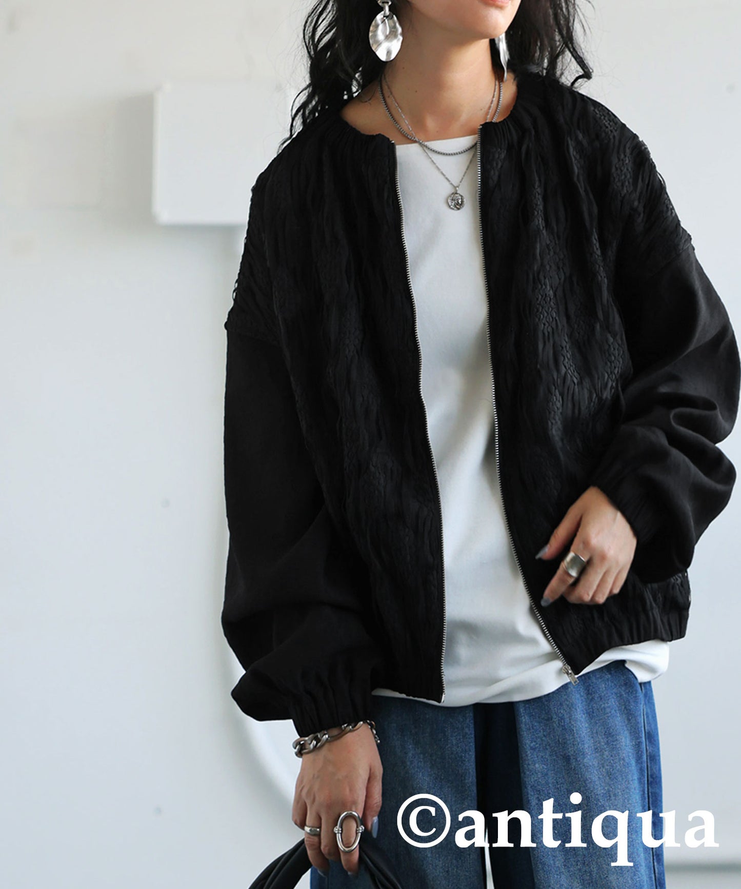 Mesh Lace Blouson Ladies