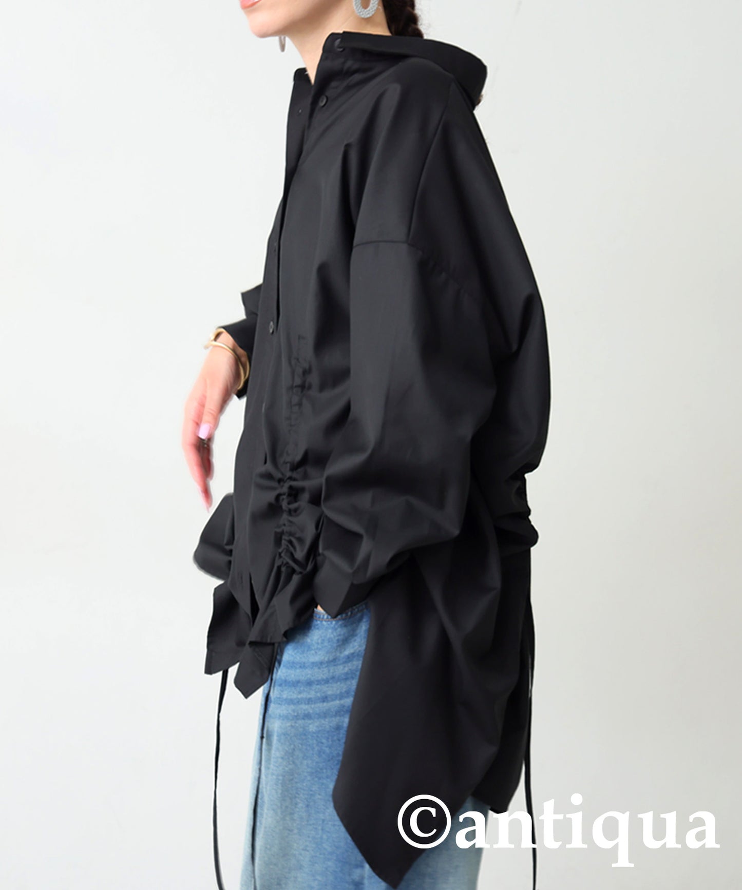 Drawstring Gathered Shirt Ladies