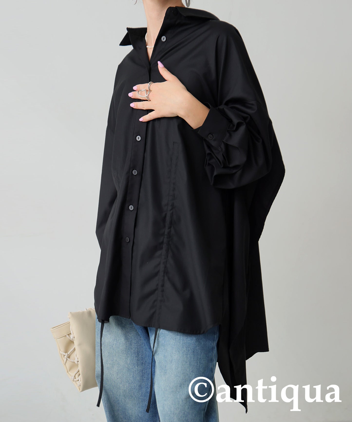 Drawstring Gathered Shirt Ladies