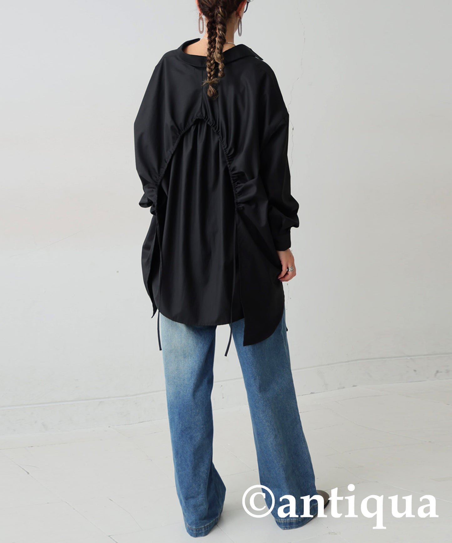 Drawstring Gathered Shirt Ladies