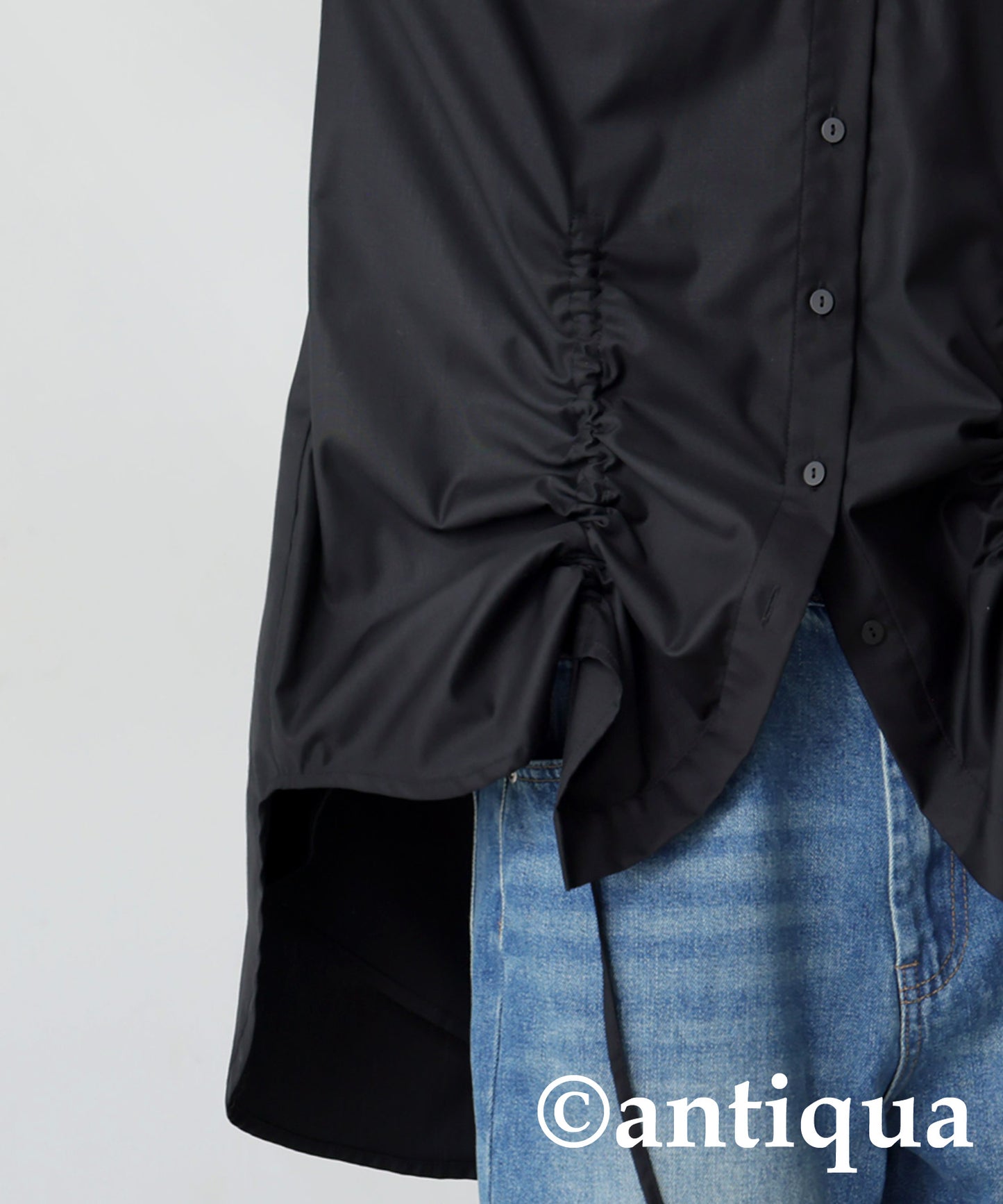Drawstring Gathered Shirt Ladies