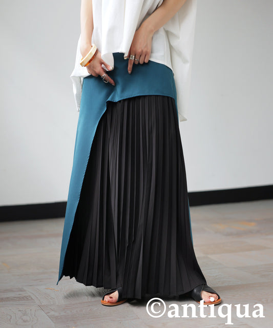 Color Scheme Asymmetrical Pleated Skirt Ladies