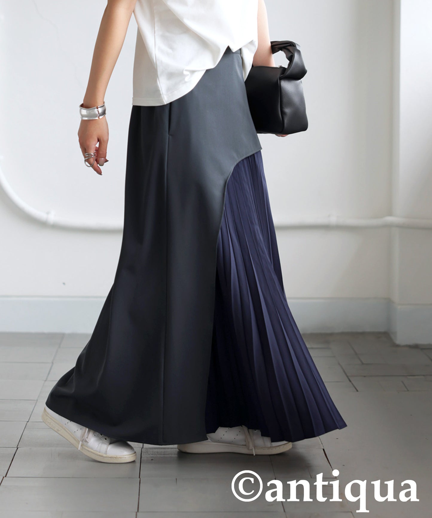 Color Scheme Asymmetrical Pleated Skirt Ladies