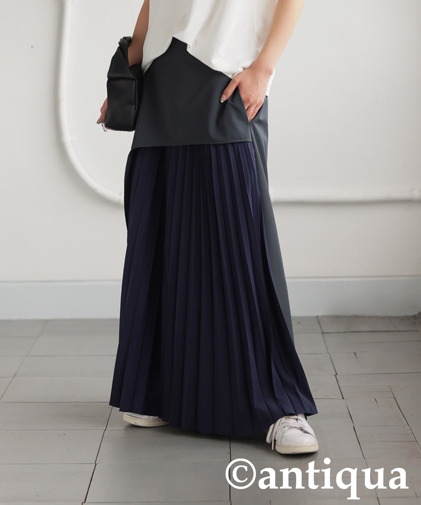 Color Scheme Asymmetrical Pleated Skirt Ladies