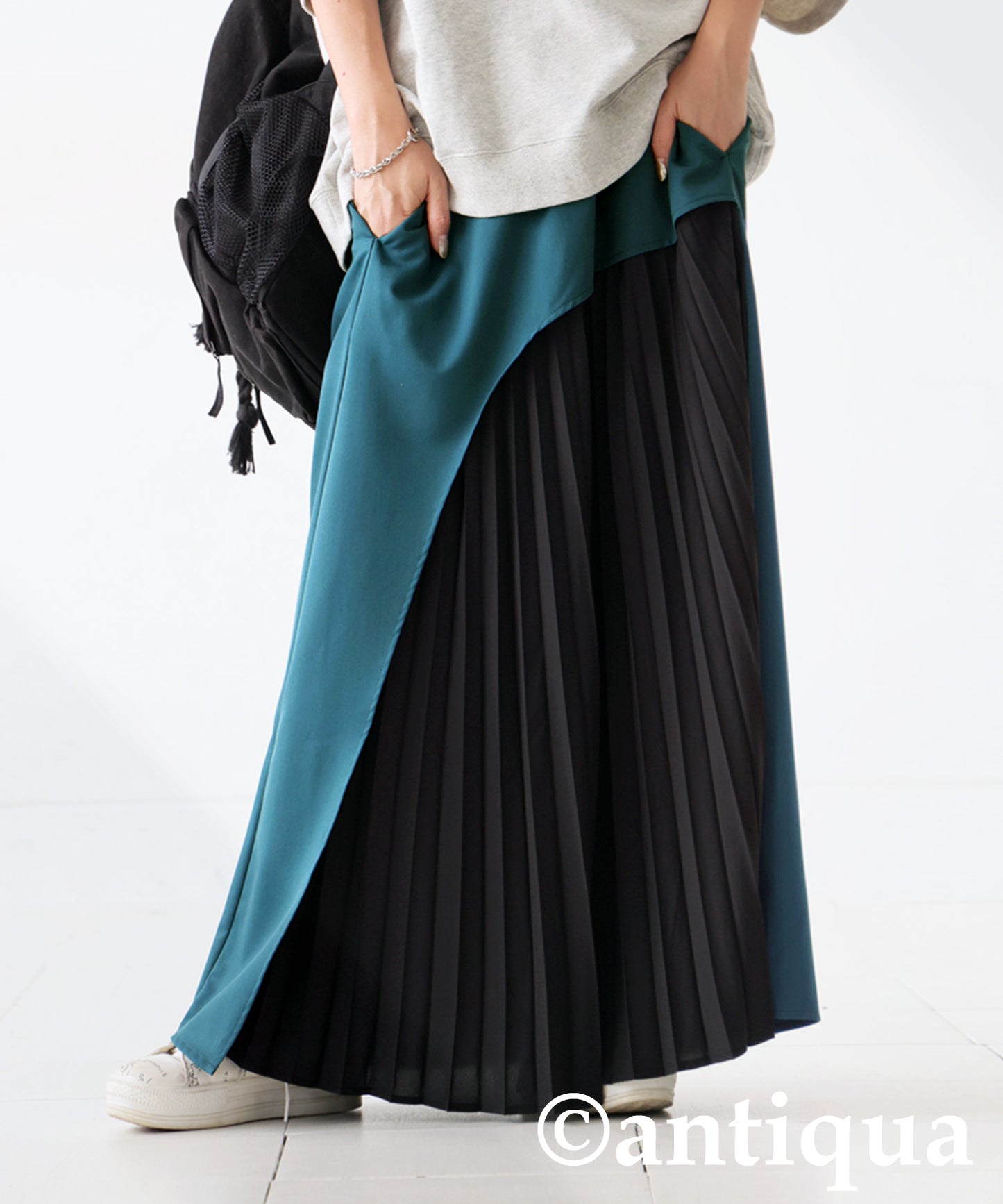 Color Scheme Asymmetrical Pleated Skirt Ladies