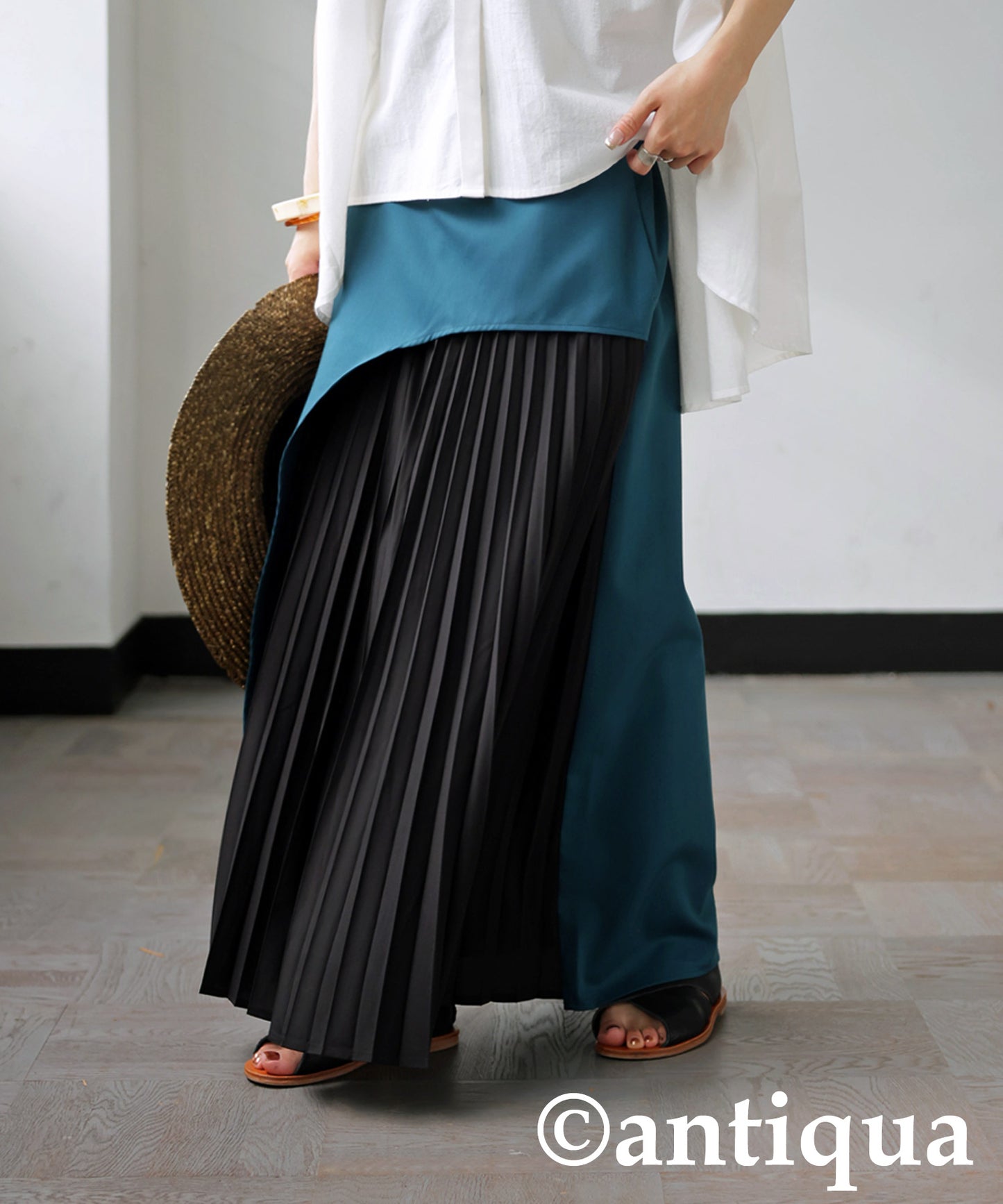 Color Scheme Asymmetrical Pleated Skirt Ladies