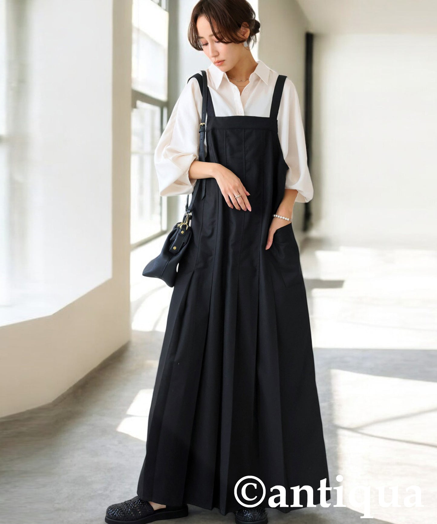 Asymmetric Pleated Overalls Ladies