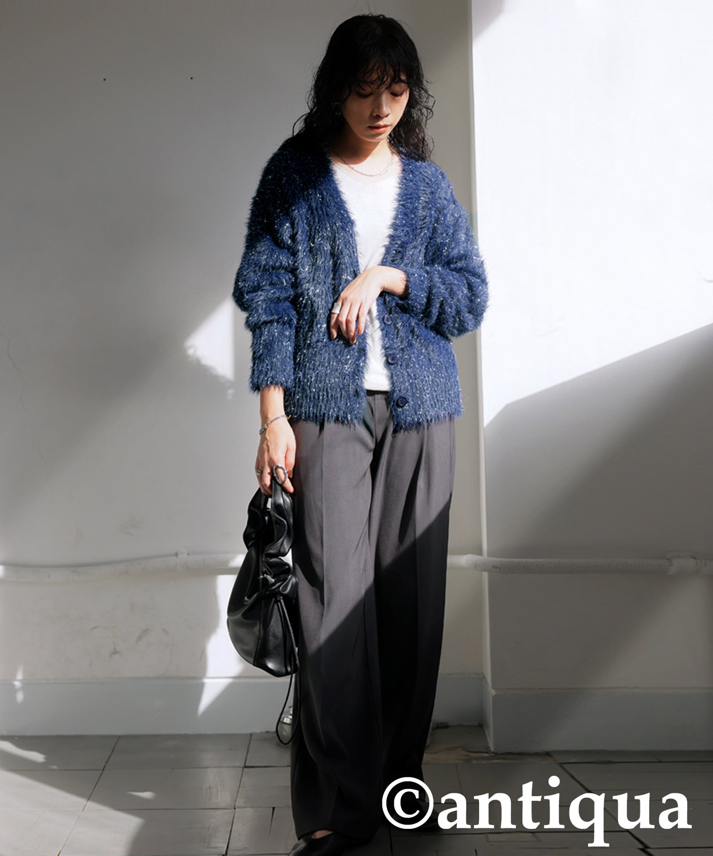 Glitter Shaggy Knit Cardigan Ladies