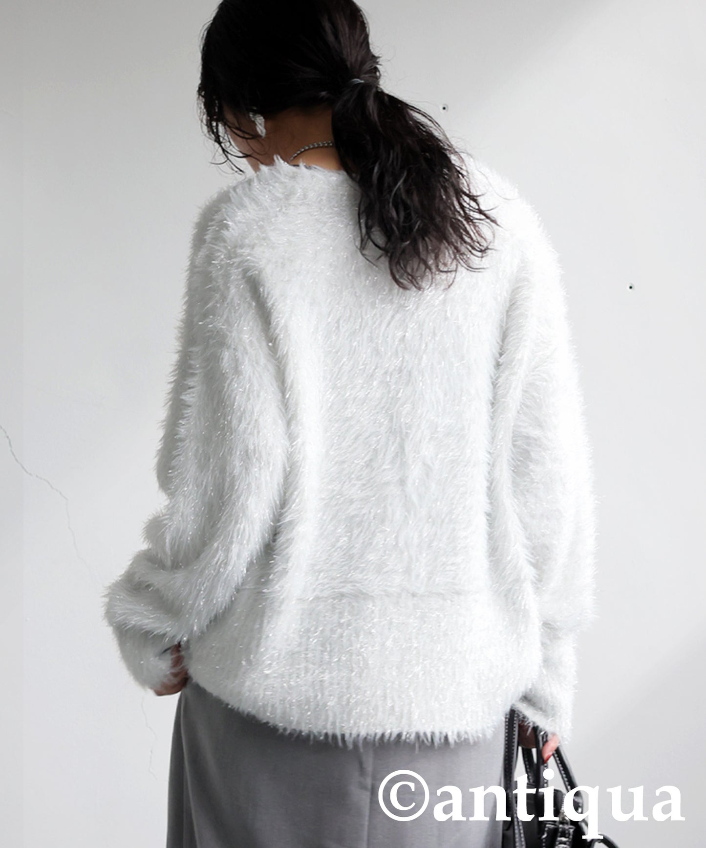 Glitter Shaggy Knit Cardigan Ladies