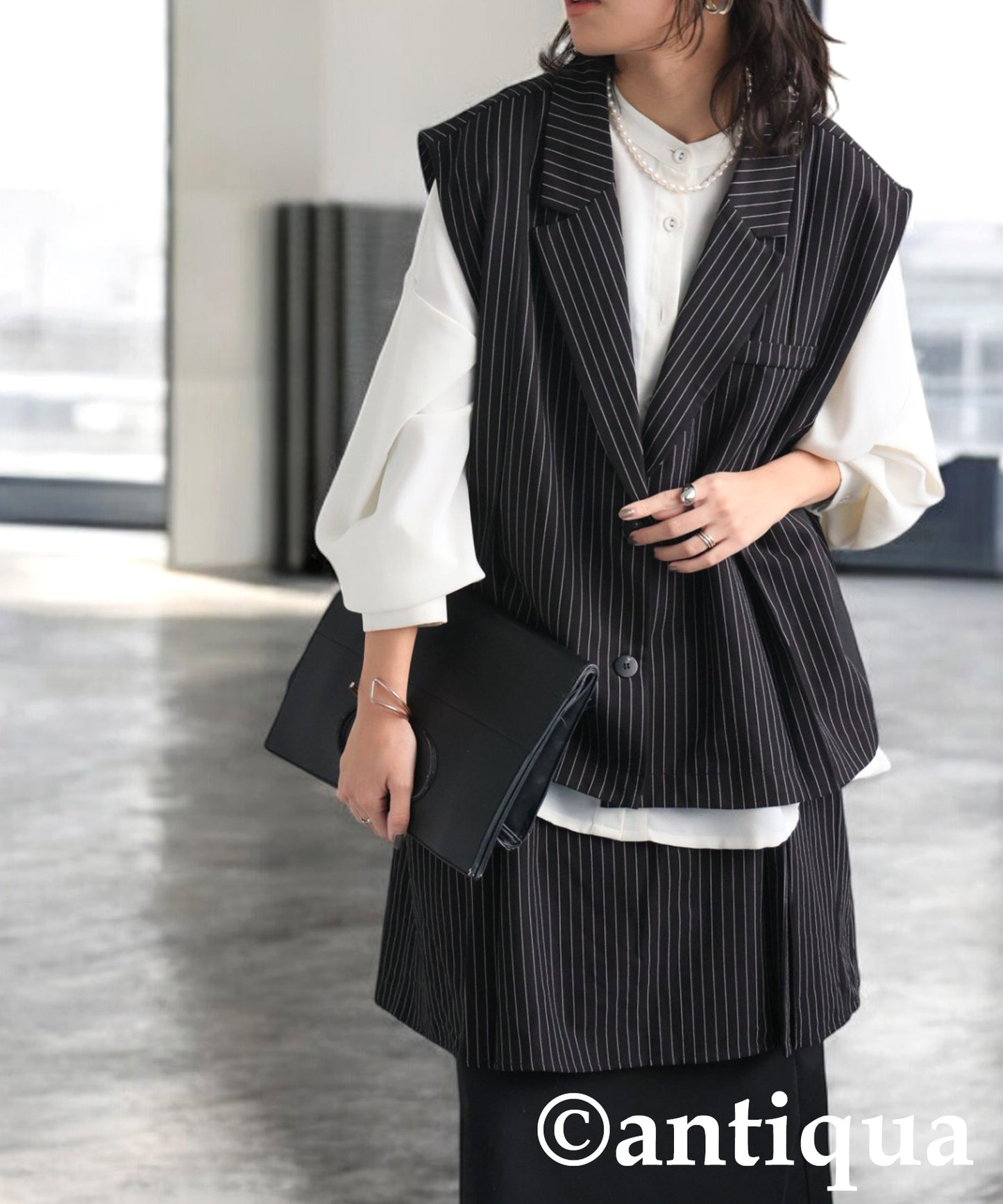 Striped Tailored Vest Ladies