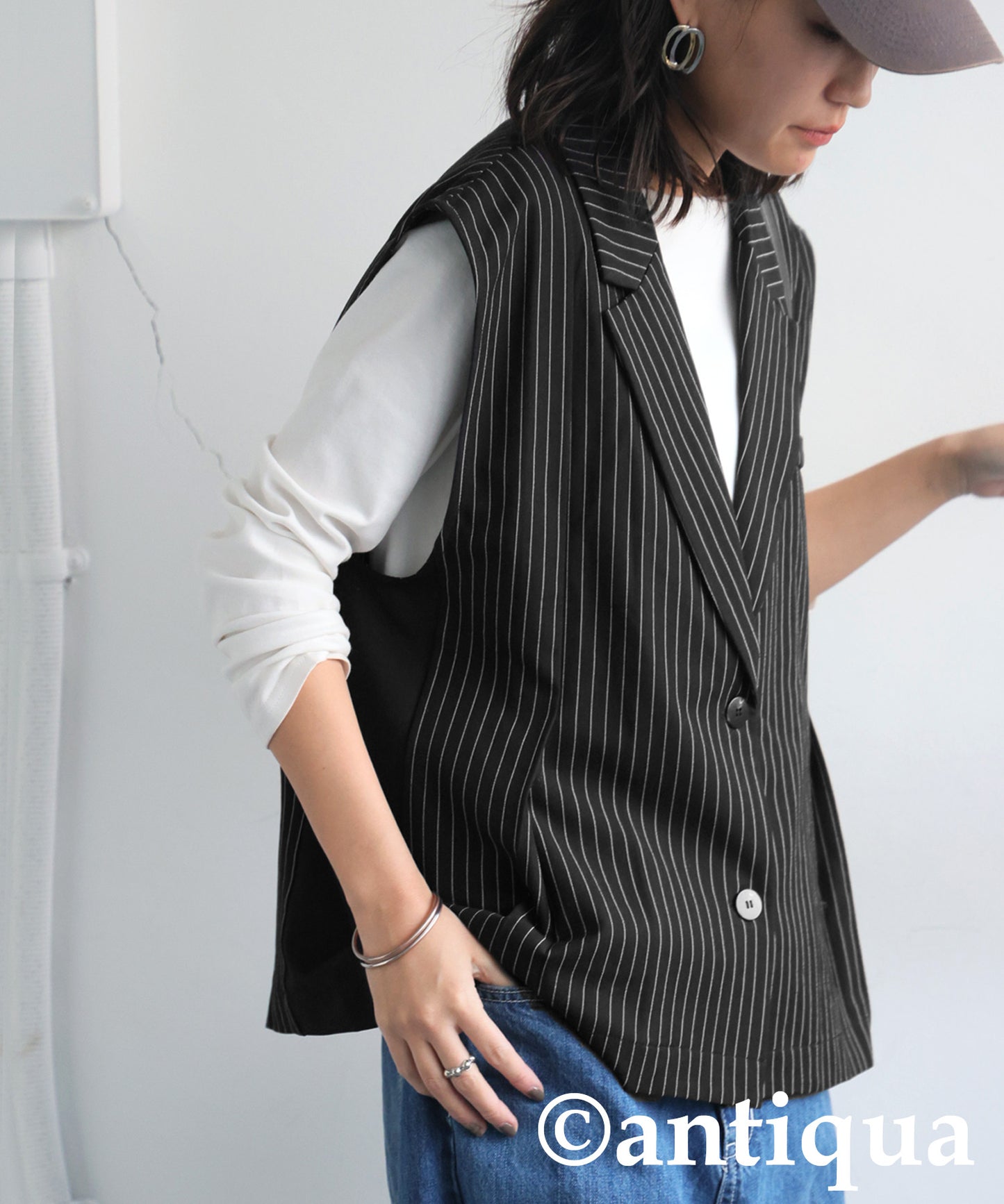 Striped Tailored Vest Ladies