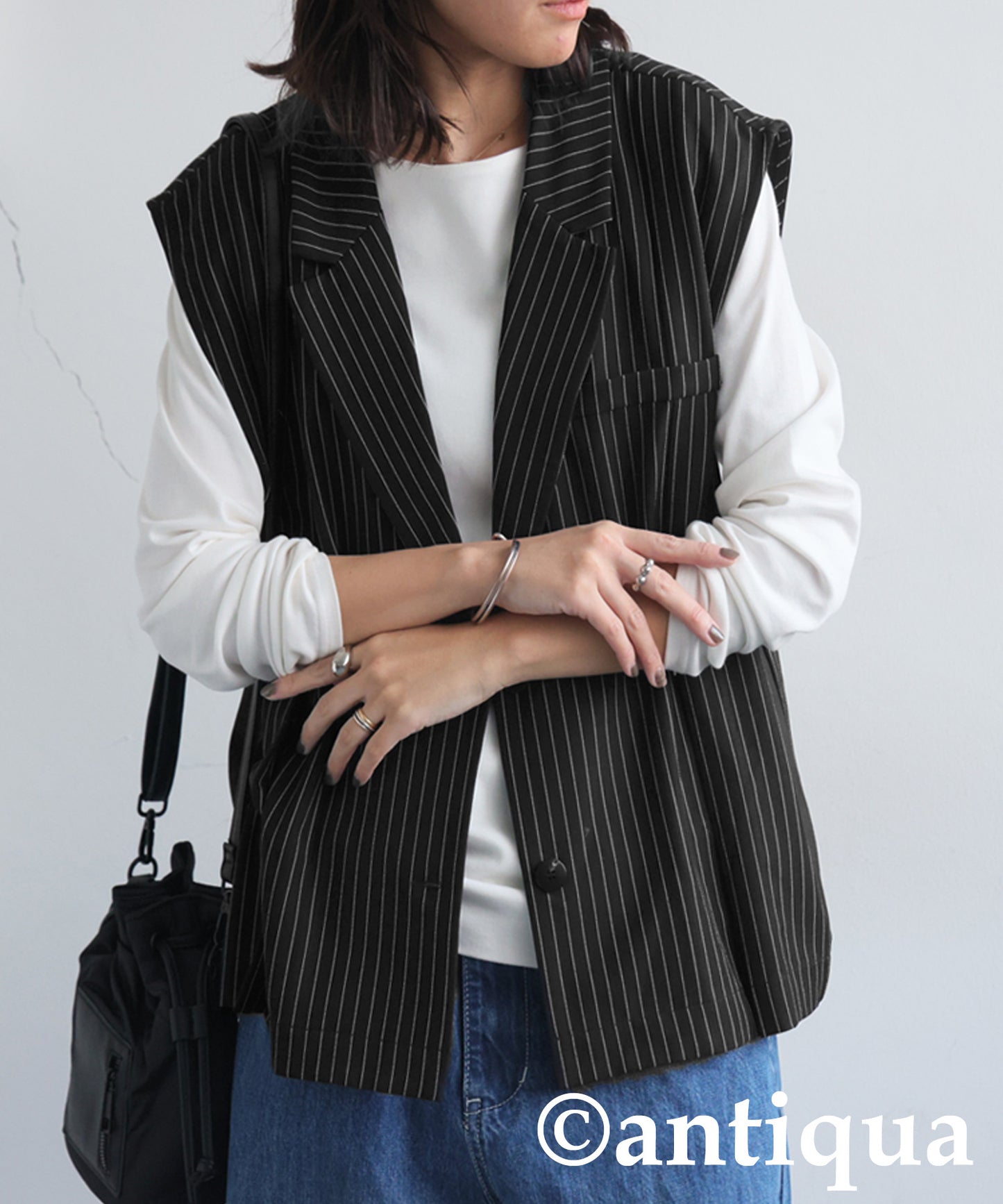 Striped Tailored Vest Ladies