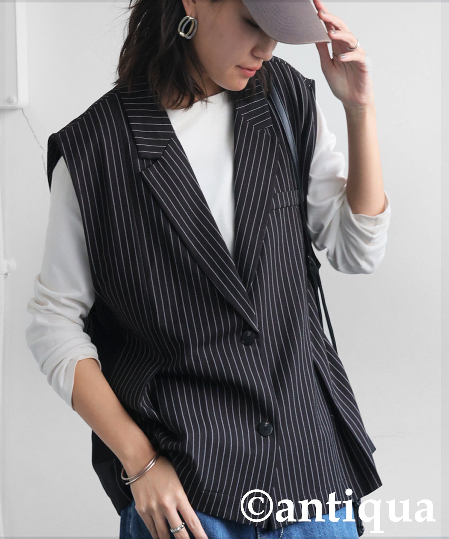 Striped Tailored Vest Ladies