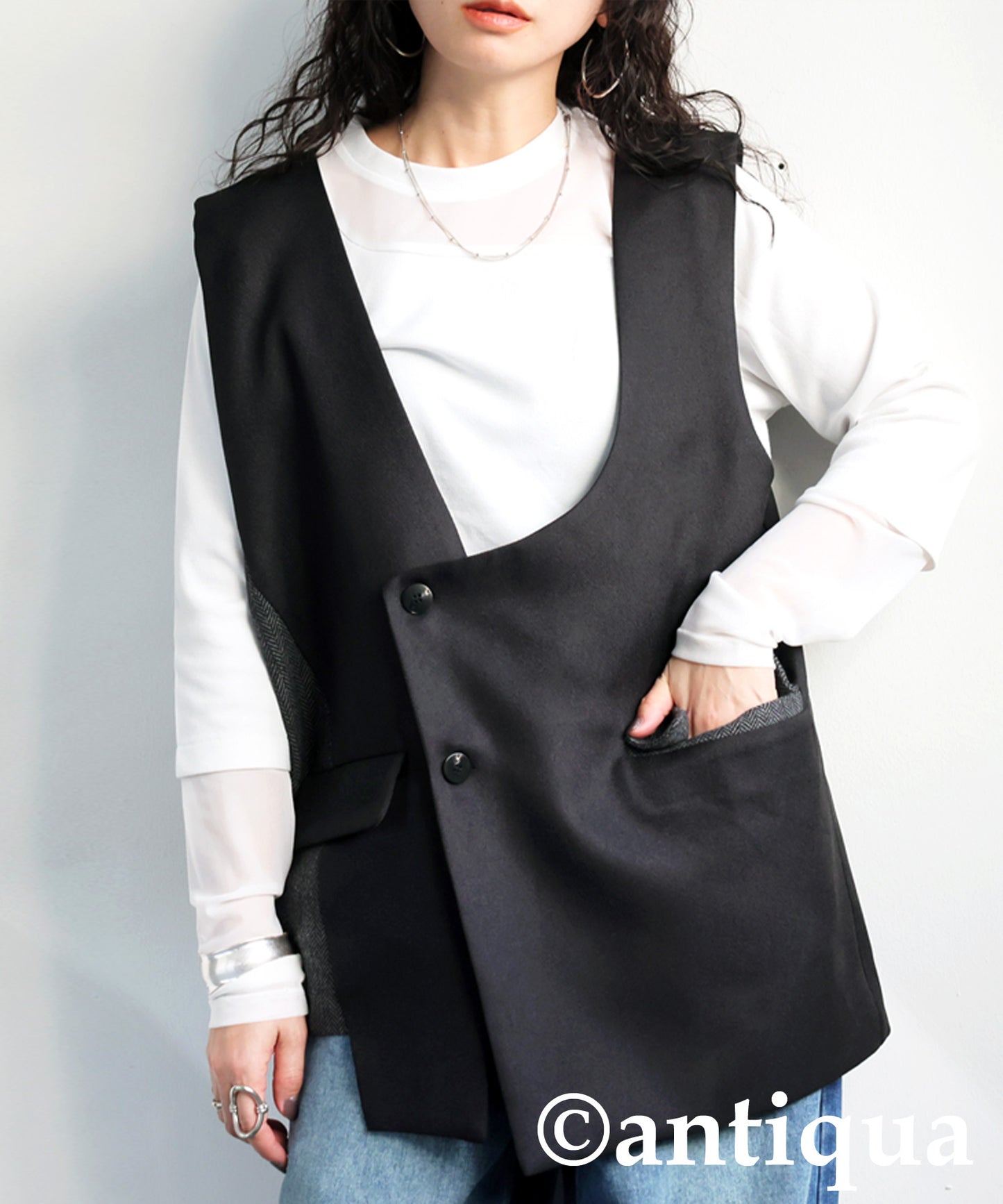 Asymmetric Design Vest Ladies