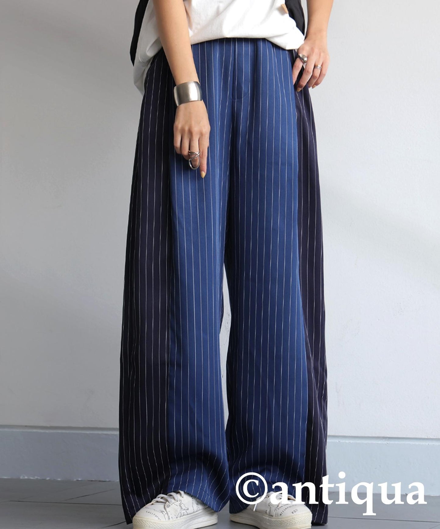 Ladies Striped Wide Pants