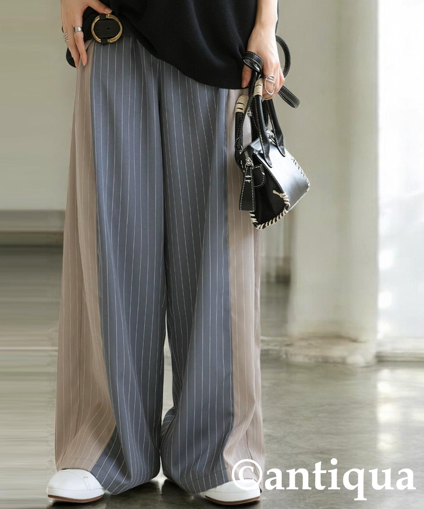 Ladies Striped Wide Pants