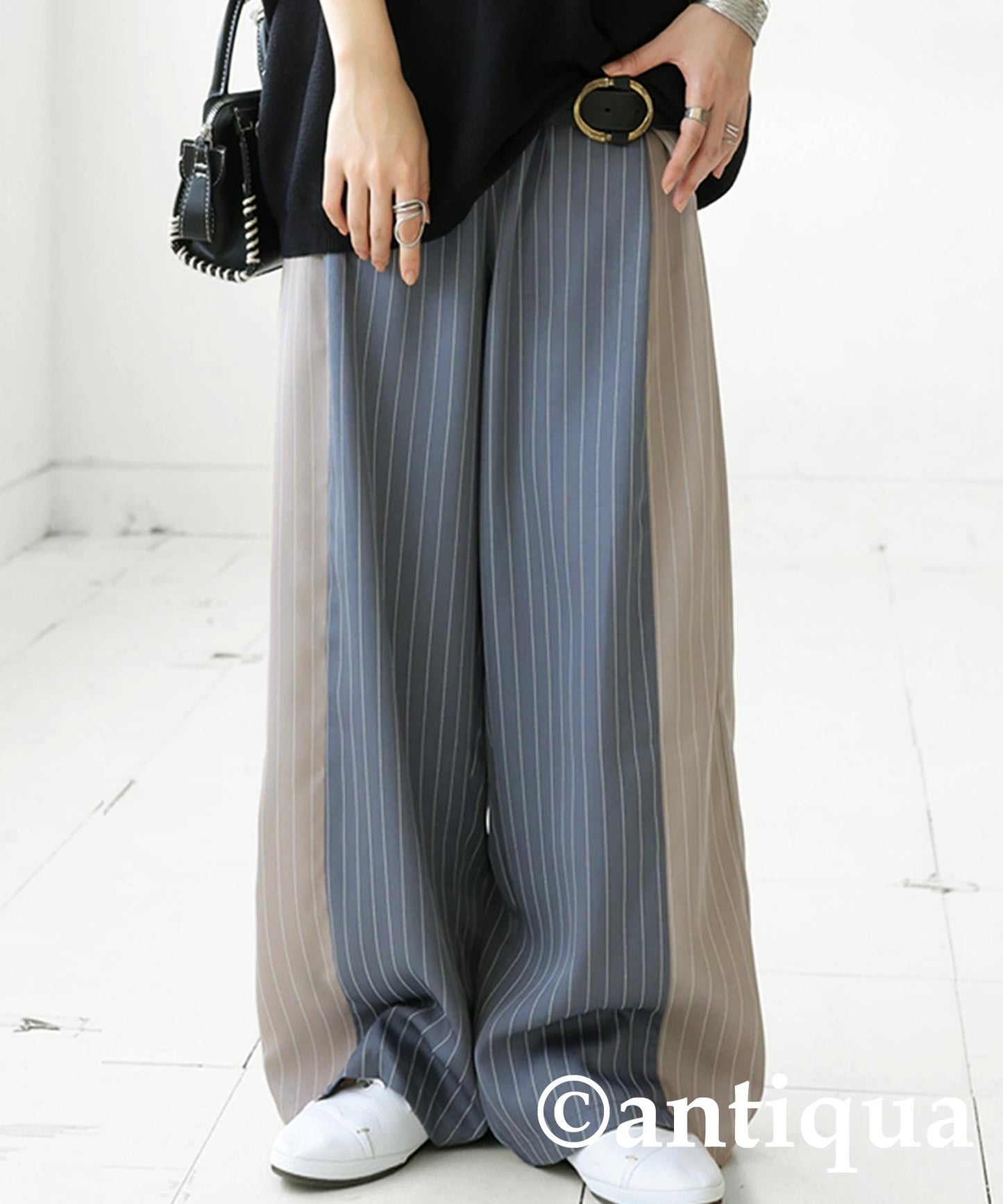 Ladies Striped Wide Pants