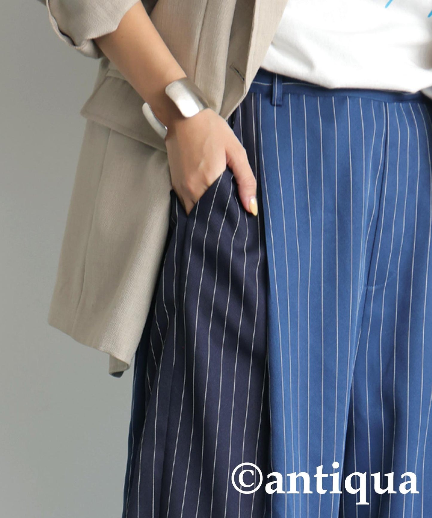 Ladies Striped Wide Pants