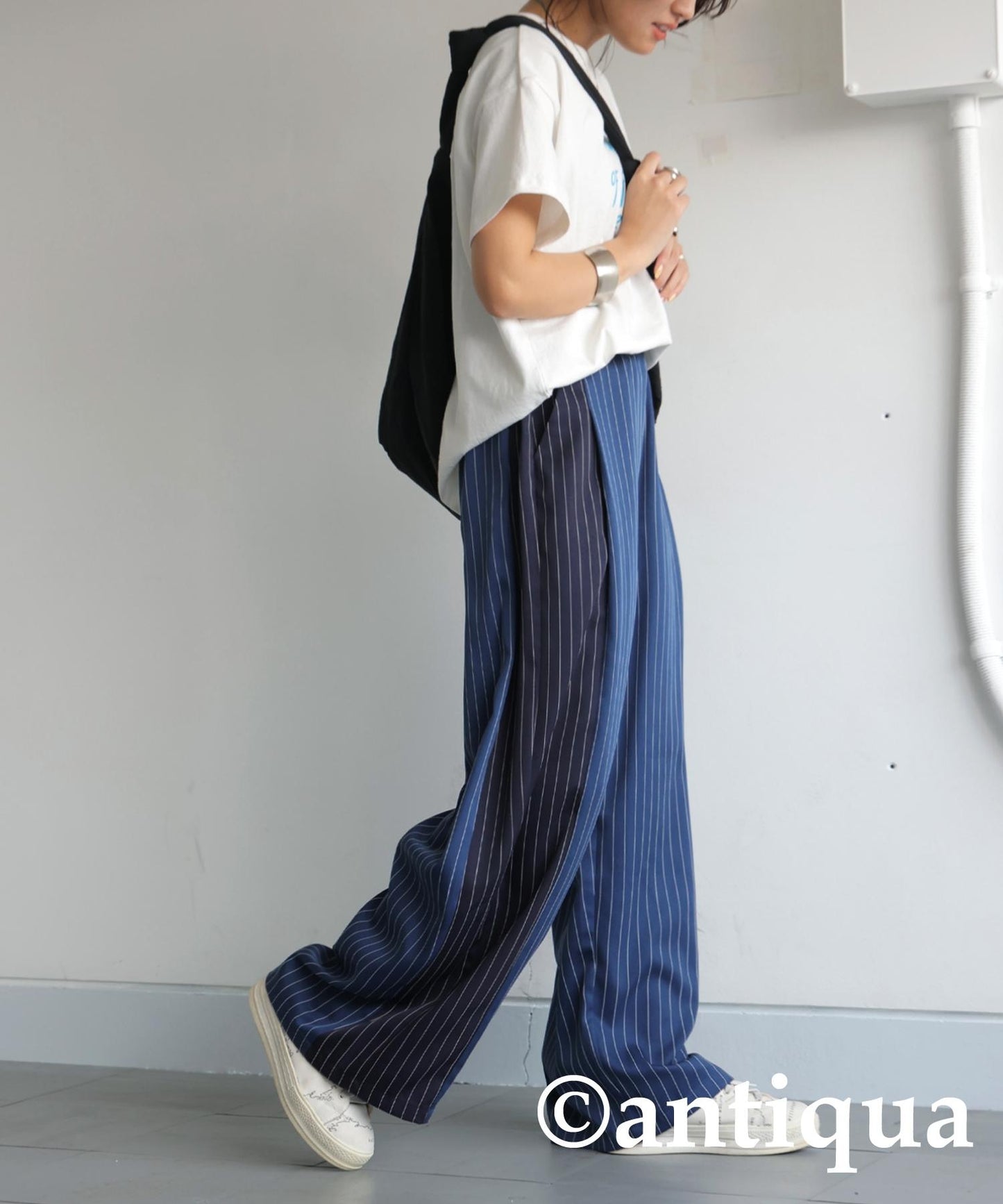 Ladies Striped Wide Pants